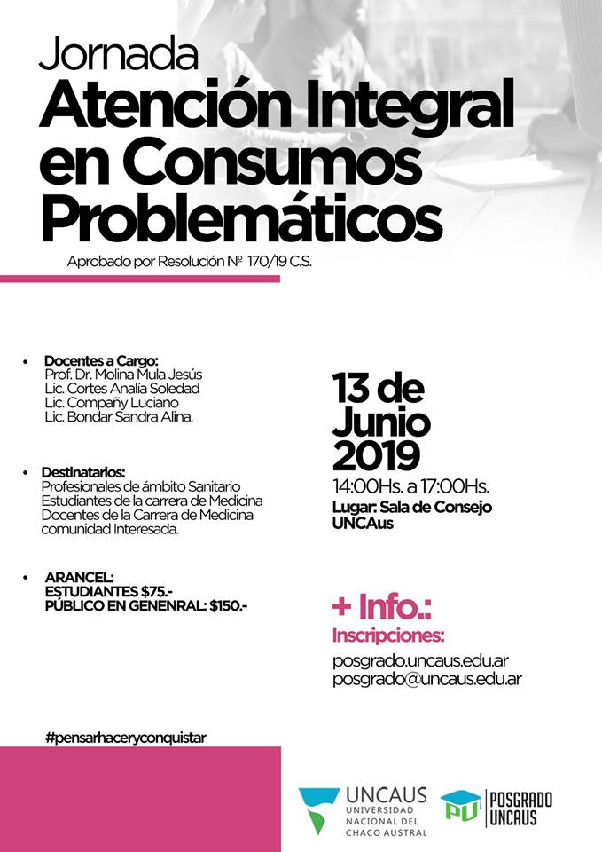Jornada de Posgrado: “Atención Integral en Consumos Problemáticos”